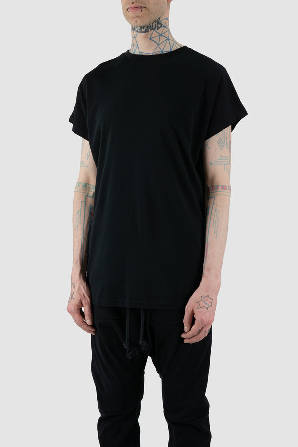 side view of Black Mint Raglan T-Shirt for Men with relaxed fit and organic cotton, OBECTRA