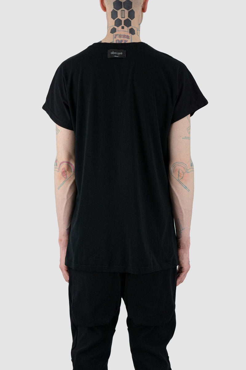 Back view of Black Mint Raglan T-Shirt for Men with relaxed fit and organic cotton, OBECTRA