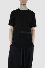 Top view of Black Tobby Top Bamboo T-Shirt highlighting loose fit, XCONCEPT