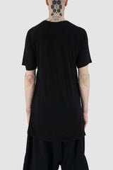 Top view of Black Tobby Top Bamboo T-Shirt highlighting loose fit, XCONCEPT