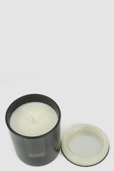 UY Studio - Front view of Signature Big Candle U in 400ml reusable black glass jar, vegan, cruelty-free, Permanent Collection.