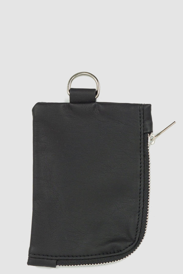 UY Studio - back view of black vegan leather mini wallet.