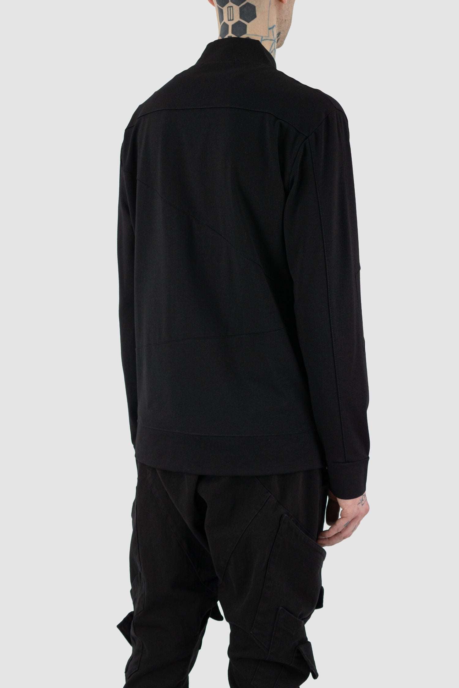Back view of Black Summer Jacket for Men with double zip closure, LA HAINE INSIDE US