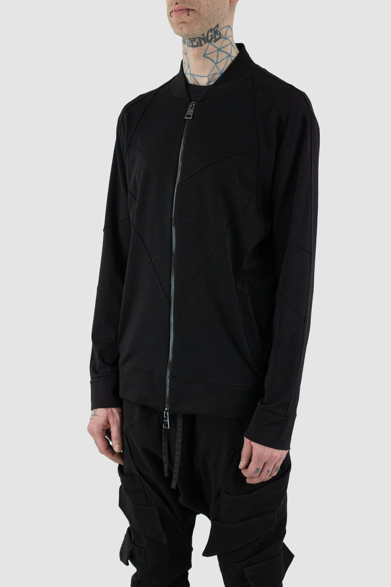 Side view of Black Summer Jacket for Men with double zip closure, LA HAINE INSIDE US