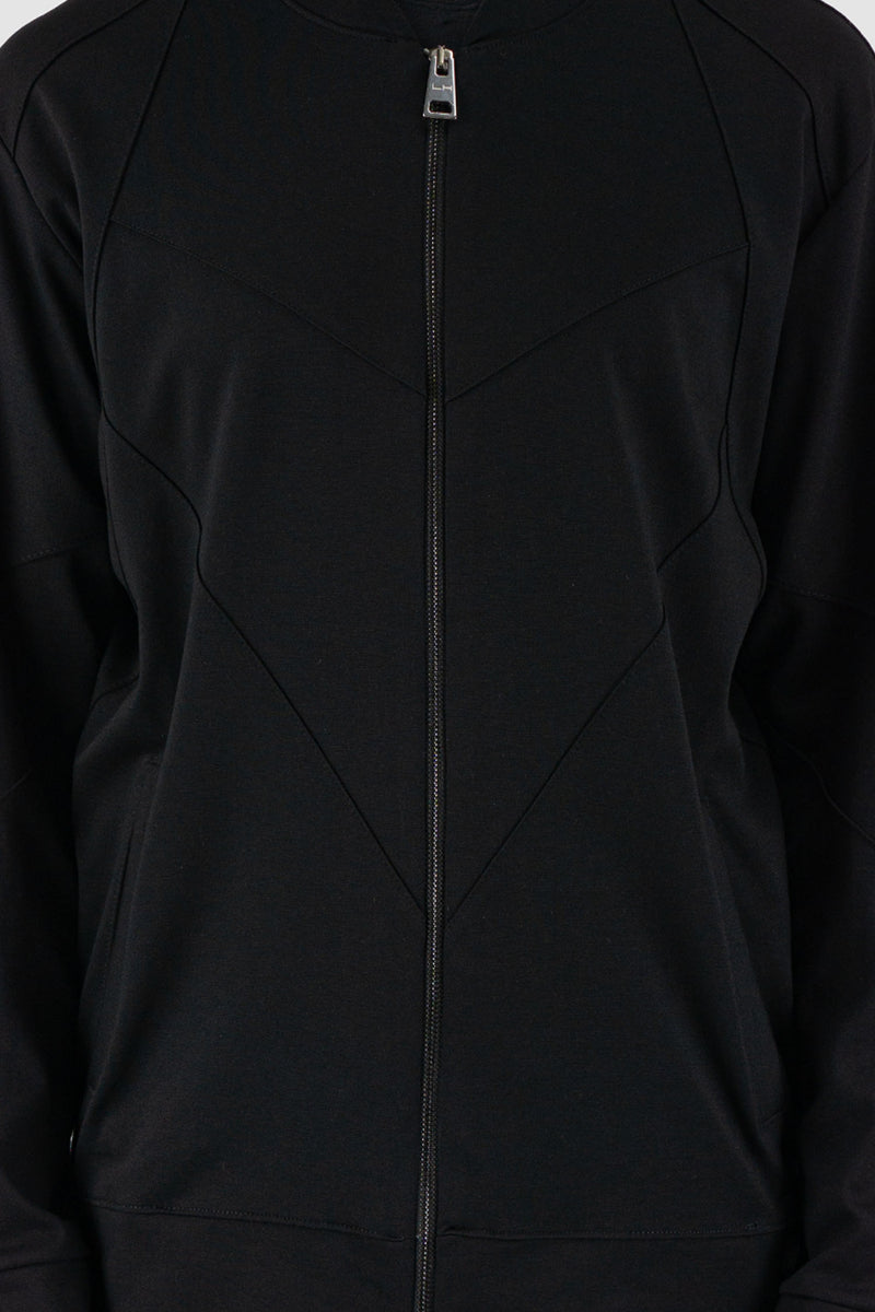 LA HAINE INSIDE US Black Summer Jacket - SS24 Collection | 100% Cotton | Front Seam Details, Regular Fit, Double Slider Zip Closure, Two Side Pockets | Made in Italy