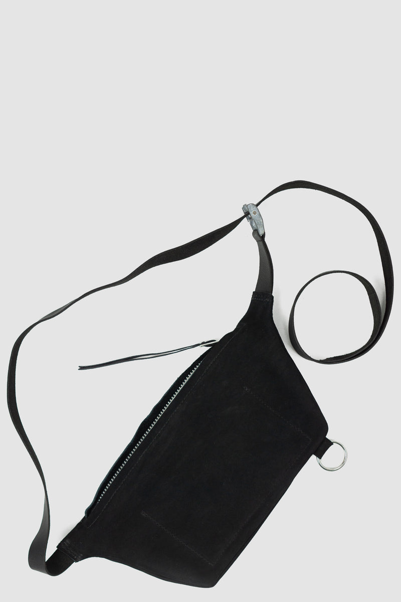 Back view of Black Nubuk Cross Bag with vegetable tanned calf leather, WERKSCHWARZ
