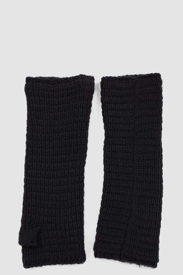 XCONCEPT Black Heavy Knit Gloves - Men's FW23 Collection, Overlength Arm Detail, Recycled Wool, Job Gloves