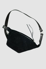 Werkschwarz - Men’s Black Nubuck Leather Fanny Pack Werk 31N item back view