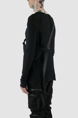 Werkschwarz - Men’s Black Nubuck Leather Fanny Pack Werk 31N model back side view