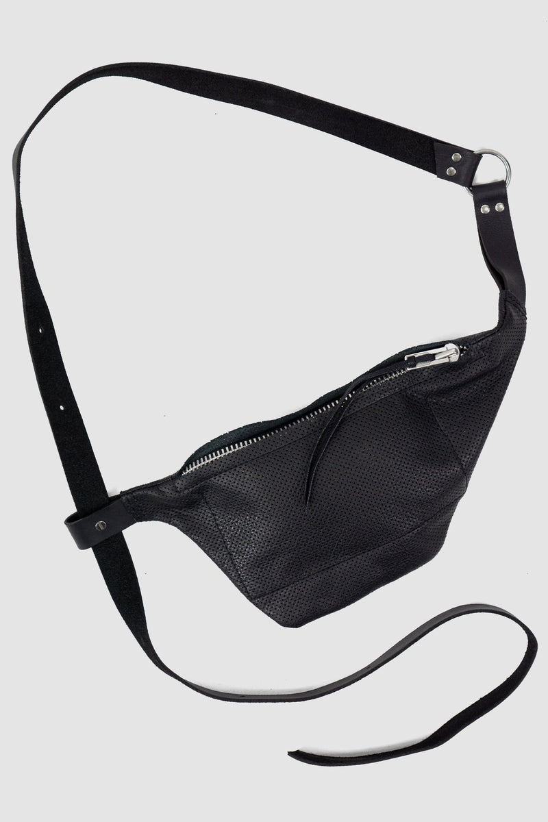 Werkschwarz - back view of the black Perforated Cow Leather Waist Bag Werk 31H.