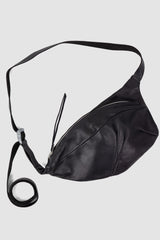 Werkschwarz - front view of the black Polished Bull Leather Waist Bag Werk 23P.