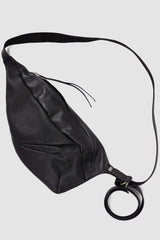 Werkschwarz - front view of the black Polished Leather Belt Bag Werk 29PH.