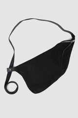 Werkschwarz - back view of the black Suede Calf Leather Crossbody Bag Werk 3N.