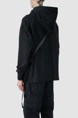 Werkschwarz - back person view of the black Suede Calf Leather Crossbody Bag Werk 3N.