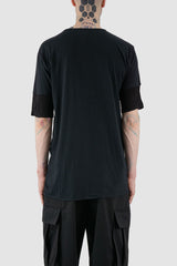 XConcept - backl view of black asymmetrical bamboo t-shirt for men from the FW24 collection has a double-layered, tapered front and sleeves.