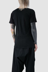 XConcept - back side view of Black Asymmetrical Detailed Bamboo Cotton T-Shirt