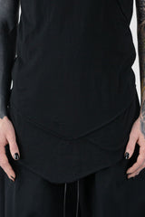 XConcept - front detail view of Black Asymmetrical Detailed Bamboo Cotton T-Shirt