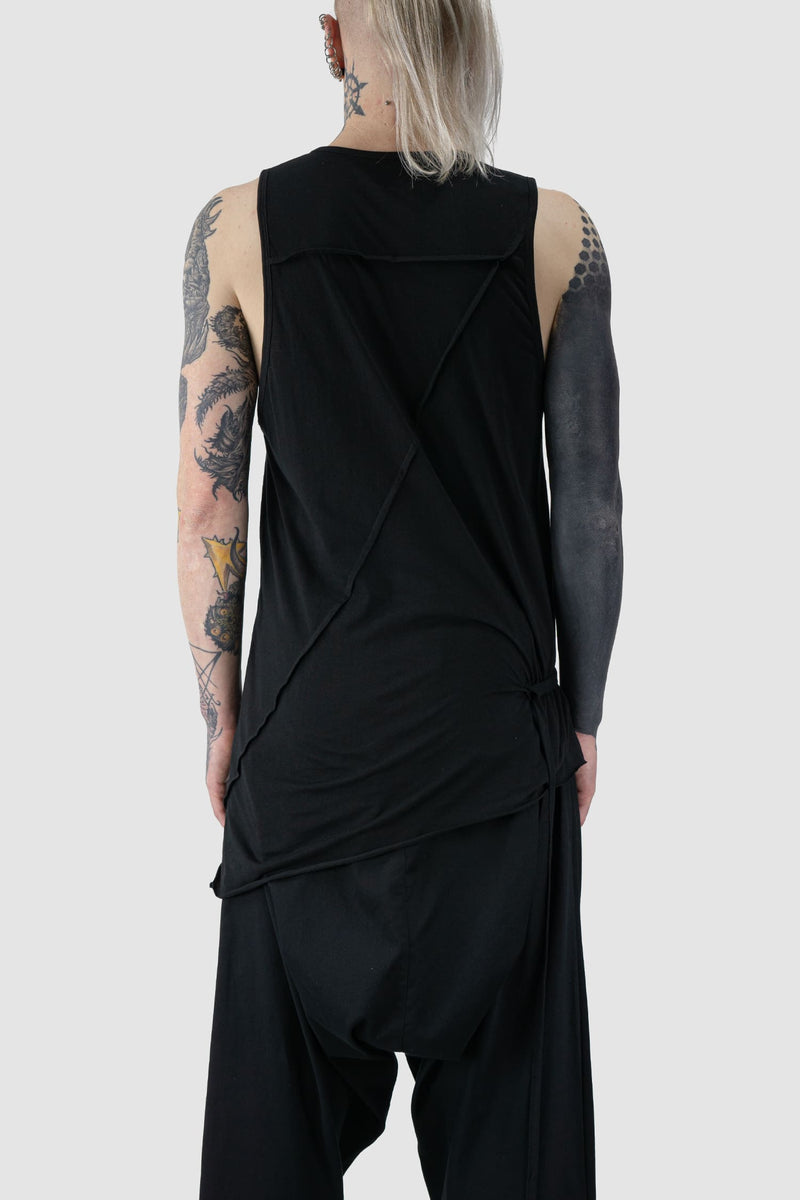 XConcept - back view of Black Banded Cotton Bamboo Tank Top