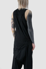 XConcept - back side view of Black Banded Cotton Bamboo Tank Top