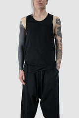 XConcept - relaxed fit view of Black Banded Cotton Bamboo Tank Top