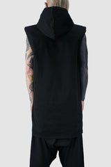 XConcept - back view of Black Long Hooded Sleeveless Top