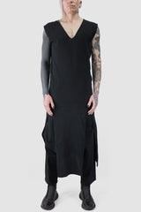 XConcept - front view of Black Over Long V-Neck Bamboo Tank Top