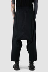 XConcept - back view of Black Relaxed Fit Cropped Cotton Trousers