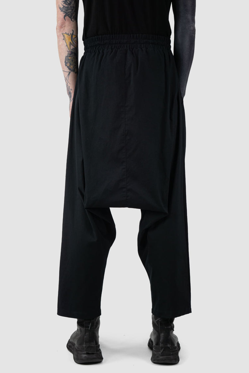 XConcept - back view of Black Relaxed Fit Cropped Cotton Trousers