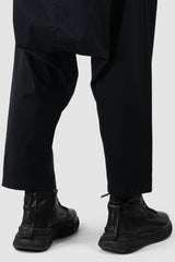 XConcept - cuff view of Black Relaxed Fit Cropped Cotton Trousers