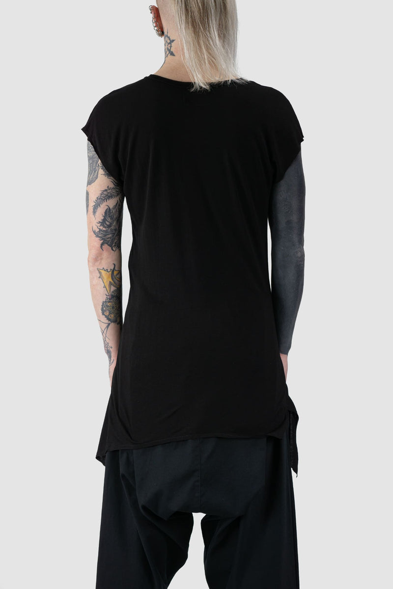 XConcept - back view of Black Wide V-Neck Bamboo Raglan T-Shirt