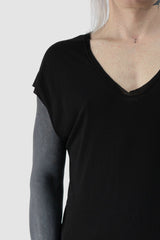 XConcept - shoulder view of Black Wide V-Neck Bamboo Raglan T-Shirt