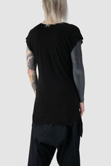 XConcept - back side view of Black Wide V-Neck Bamboo Raglan T-Shirt