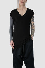 XConcept - relaxed fit view of Black Wide V-Neck Bamboo Raglan T-Shirt