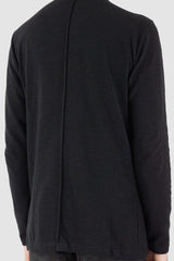 Back view of Black Sweater for Men with high neck and double zipper, LA HAINE INSIDE US