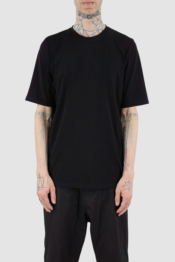 Front view of Black Standard T-Shirt for Men with loose fit and round neckline, FW23, NOMEN NESCIO