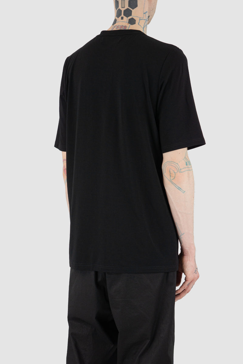 Back view of Black Standard T-Shirt for Men with loose fit and round neckline, FW23, NOMEN NESCIO