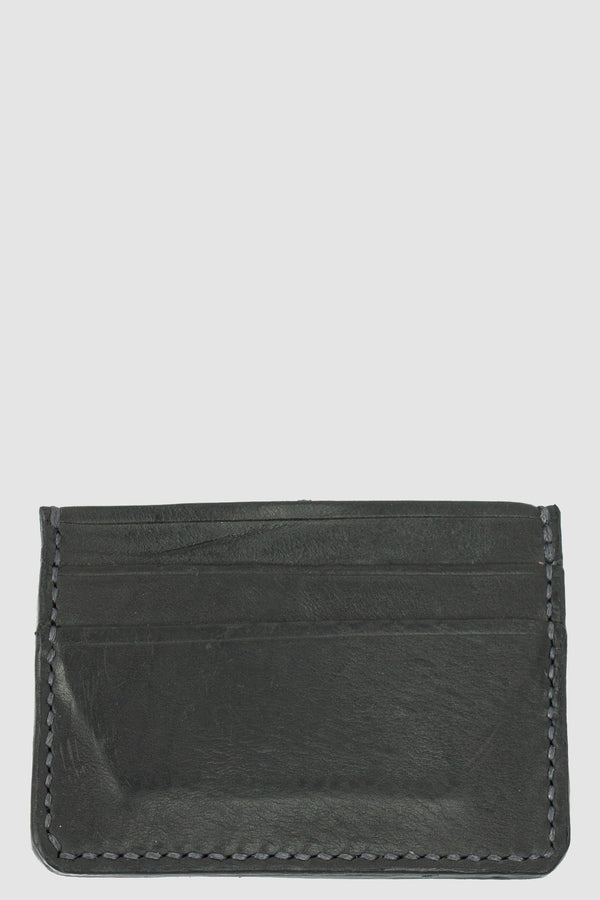 _0.HIDE Vegetable Tanned Black Horse Shoulder Leather Card Holder - Permanent Collection, 5 Card Slots