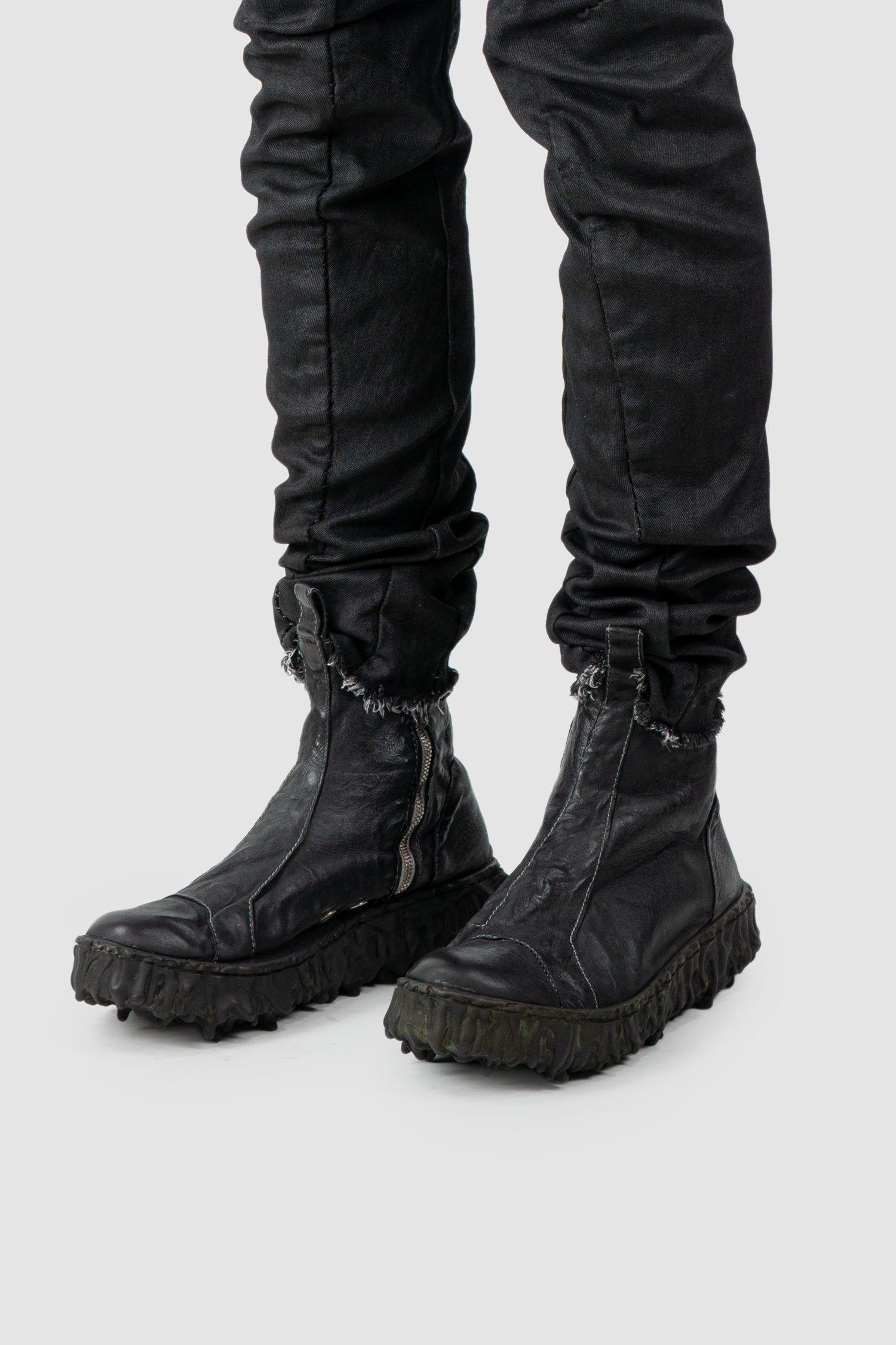 Culture of Brave - Men's Black Chelsea Leather Sneaker - Melt Seal - model left view