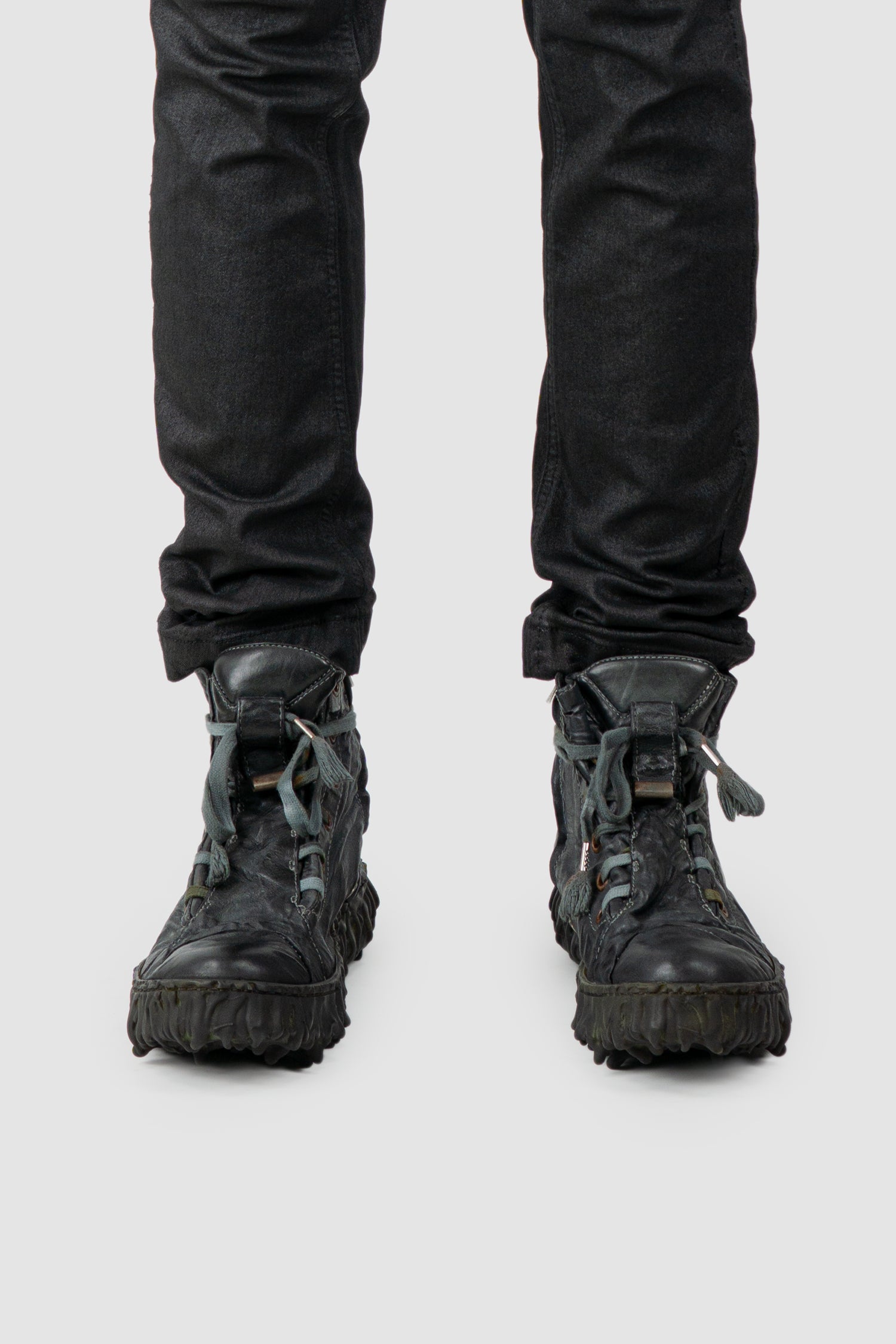 Culture of Brave - Men's Black Slate Leather Sneaker - Melt Dan - Model front view
