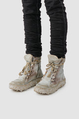 Culture of Brave - Grey Object Dyed High Top Leather Sneaker - MELM2 - Model front left view