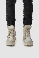Culture of Brave - Grey Object Dyed High Top Leather Sneaker - MELM2 - Model front view