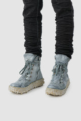 Culture of Brave - Shale Grey Object Dyed Folded High Top Leather Sneaker - MELM2 - Model front left view