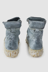 Culture of Brave - Shale Grey Object Dyed Folded High Top Leather Sneaker - MELM2 - Pair back view