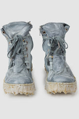 Culture of Brave - Shale Grey Object Dyed Folded High Top Leather Sneaker - MELM2 - Pair front view