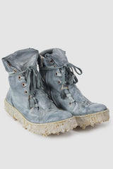 Culture of Brave - Shale Grey Object Dyed Folded High Top Leather Sneaker - MELM2 - Pair front right view - MONO-KROM | Gallery