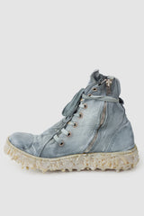 Culture of Brave - Shale Grey Object Dyed Folded High Top Leather Sneaker - MELM2 - Right inside view