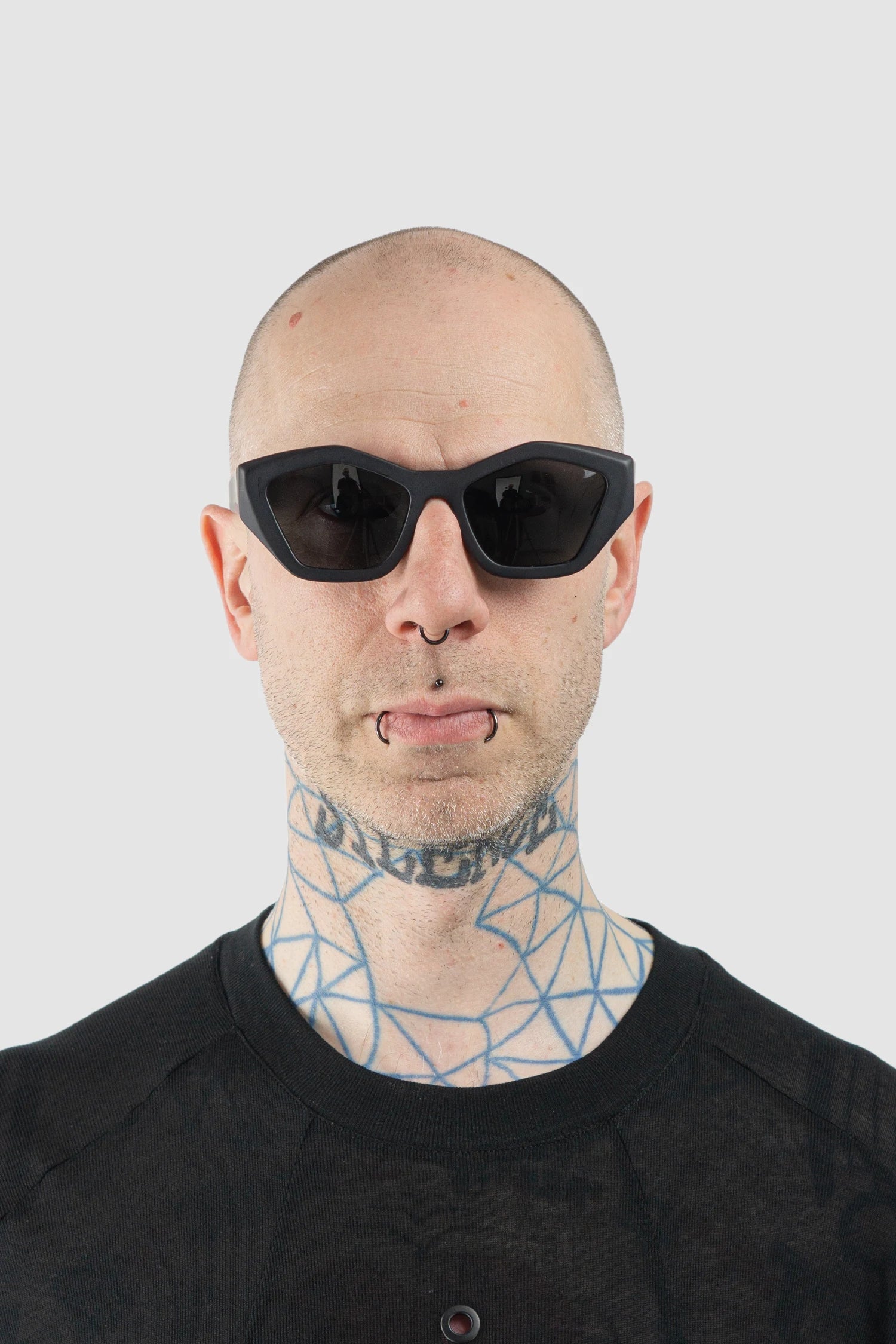 Gall Laboratories by Justin Gall - Black Chunky Geometric Acetate Sunglasses model front view