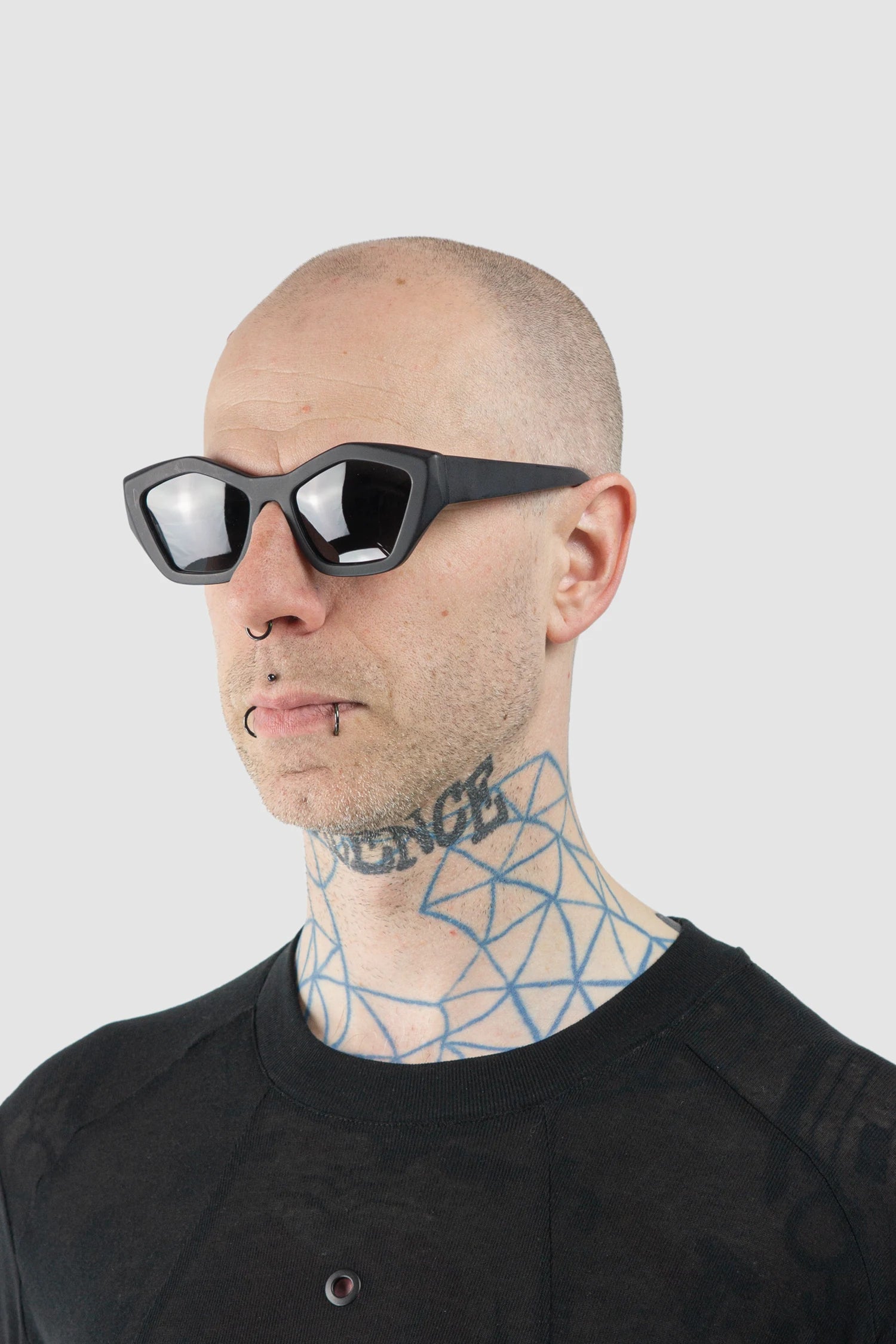 Gall Laboratories by Justin Gall - Black Chunky Geometric Acetate Sunglasses model left view