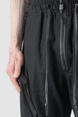 Gall Laboratories by Justin Gall - Men’s Black Tactical Linen Cargo Shorts model front detail view