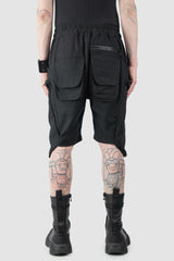 Gall Laboratories by Justin Gall - Men’s Black Tactical Linen Cargo Shorts model back view